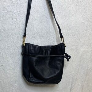 Classic Black Leather Shoulder Bag